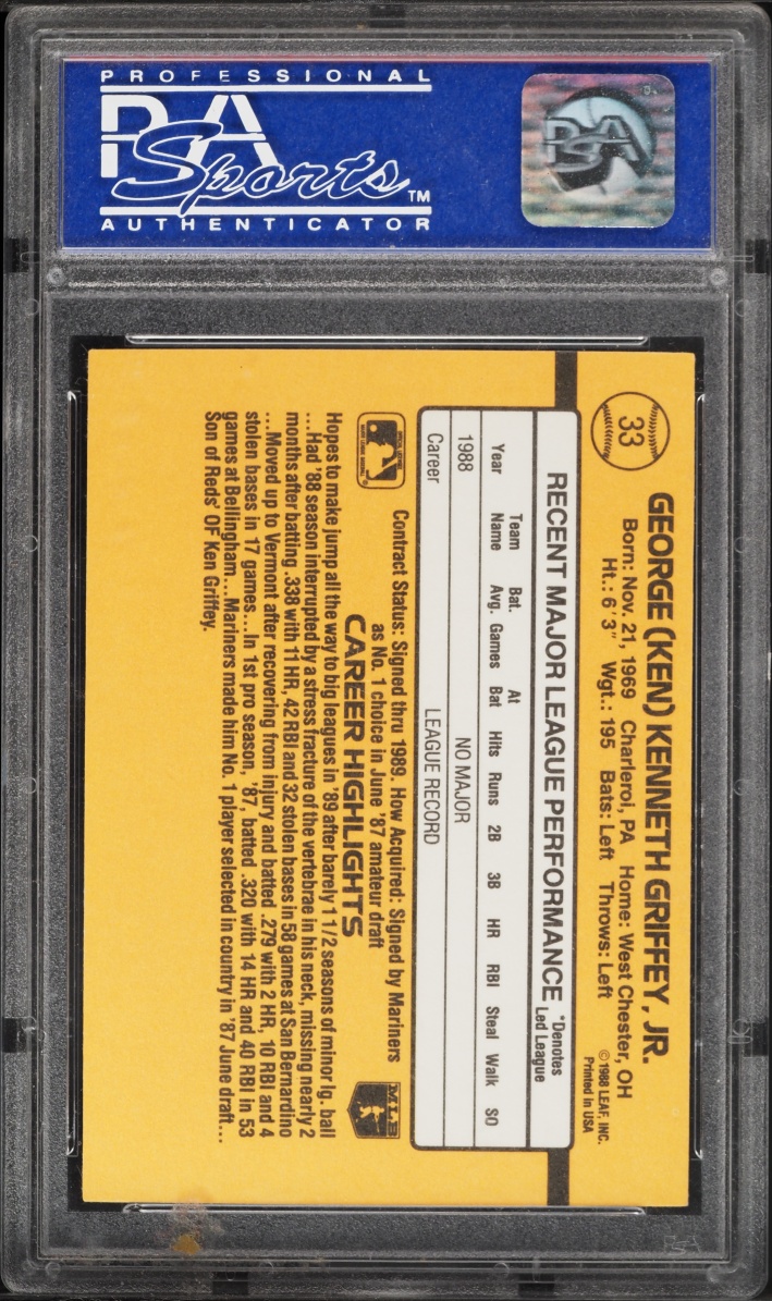1989 Donruss Ken Griffey Jr. ROOKIE #33 PSA 9 MINT