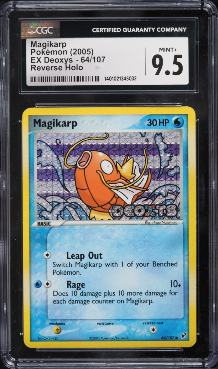 2005 Pokemon EX Deoxys Reverse Holo Magikarp #64 CGC 9.5 MINT+