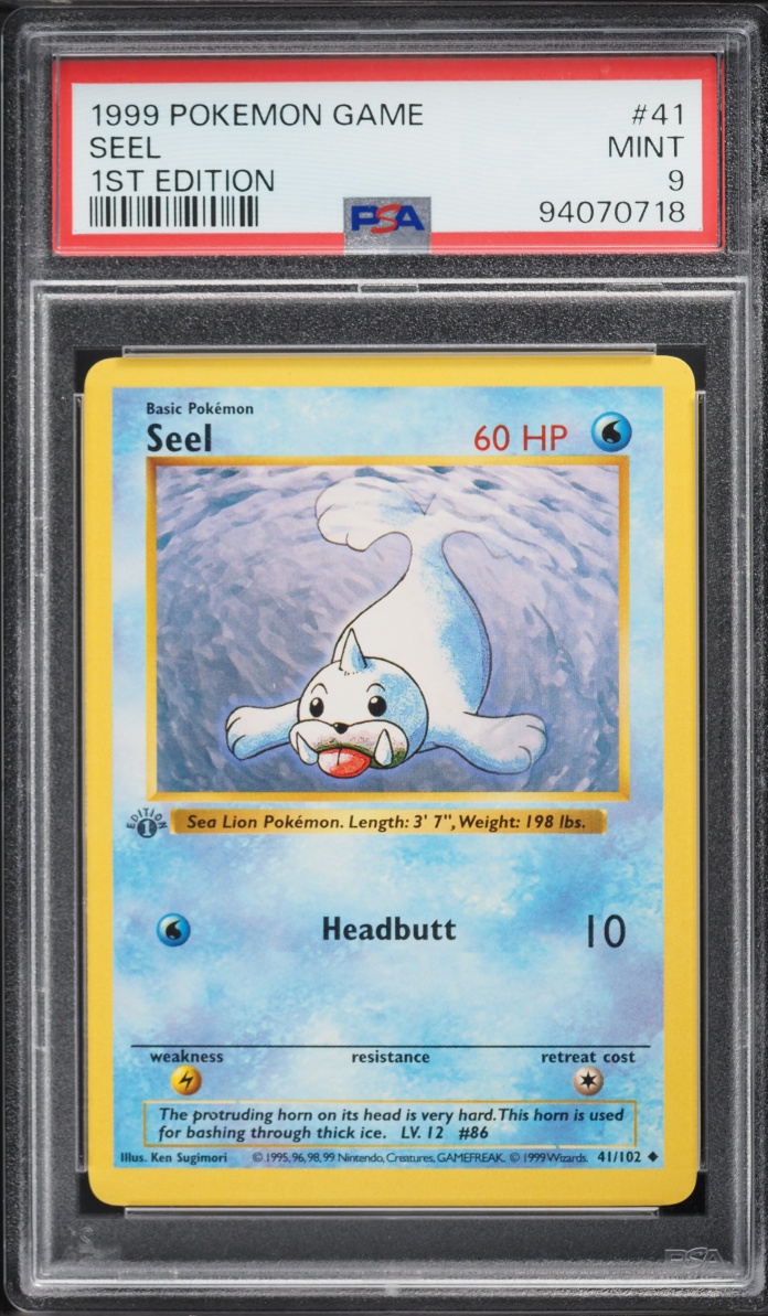 1999 Pokemon Base Set Shadowless 1st Edition Seel #41 PSA 9 MINT