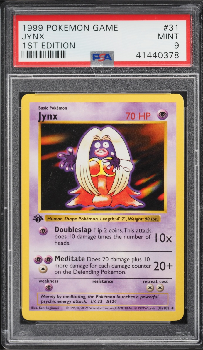 1999 Pokemon Base Set Shadowless 1st Edition Jynx #31 PSA 9 MINT