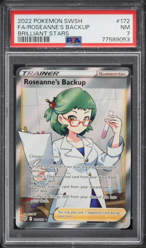 2022 Pokemon Sword & Shield Brilliant Stars Full Art Roseanne's Backup #172 PSA 7 NRMT