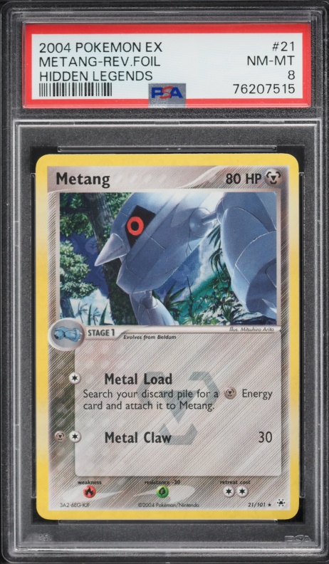 2004 Pokemon EX Hidden Legends Reverse Holo Metang #21 PSA 8 NM-MT