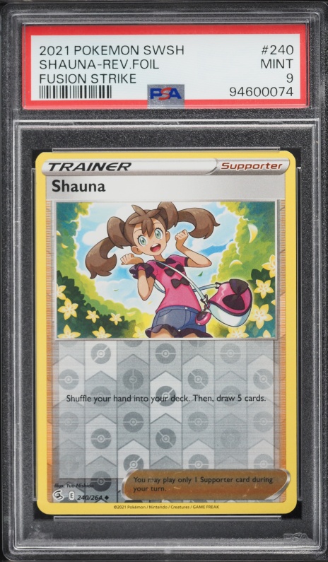 2021 Pokemon Sword & Shield Fusion Strike Reverse Holo Shauna #240 PSA 9 MINT