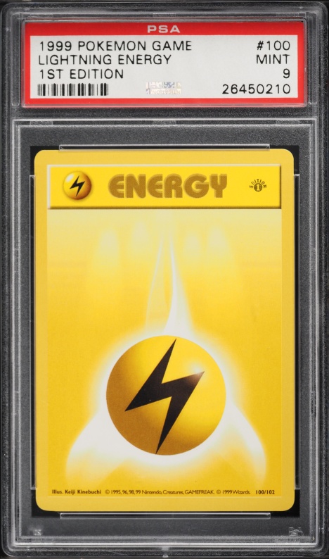 1999 Pokemon Base Set Shadowless 1st Edition Lightning Energy #100 PSA 9 MINT