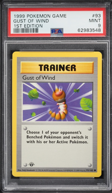 1999 Pokemon Base Set Shadowless 1st Edition Gust Of Wind #93 PSA 9 MINT