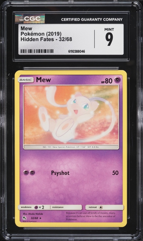 2019 Pokemon Sword & Shield Hidden Fates Mew #32 CGC 9 MINT