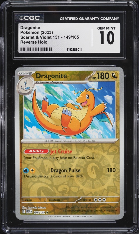 2023 Pokemon Scarlet & Violet 151 Reverse Holo Dragonite #149 CGC 10 GEM MINT