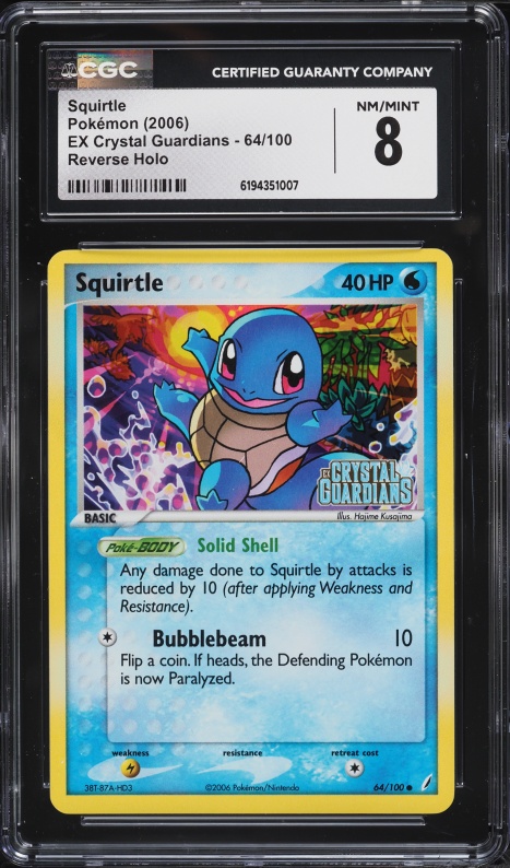 2006 Pokemon EX Crystal Guardians Reverse Holo Squirtle #64 CGC 8 NM-MT