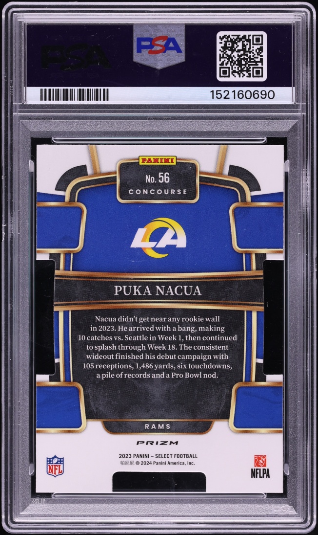 2023 Select Concourse Die-Cut Black Green Prizm Puka Nacua ROOKIE #56 PSA 9 MINT