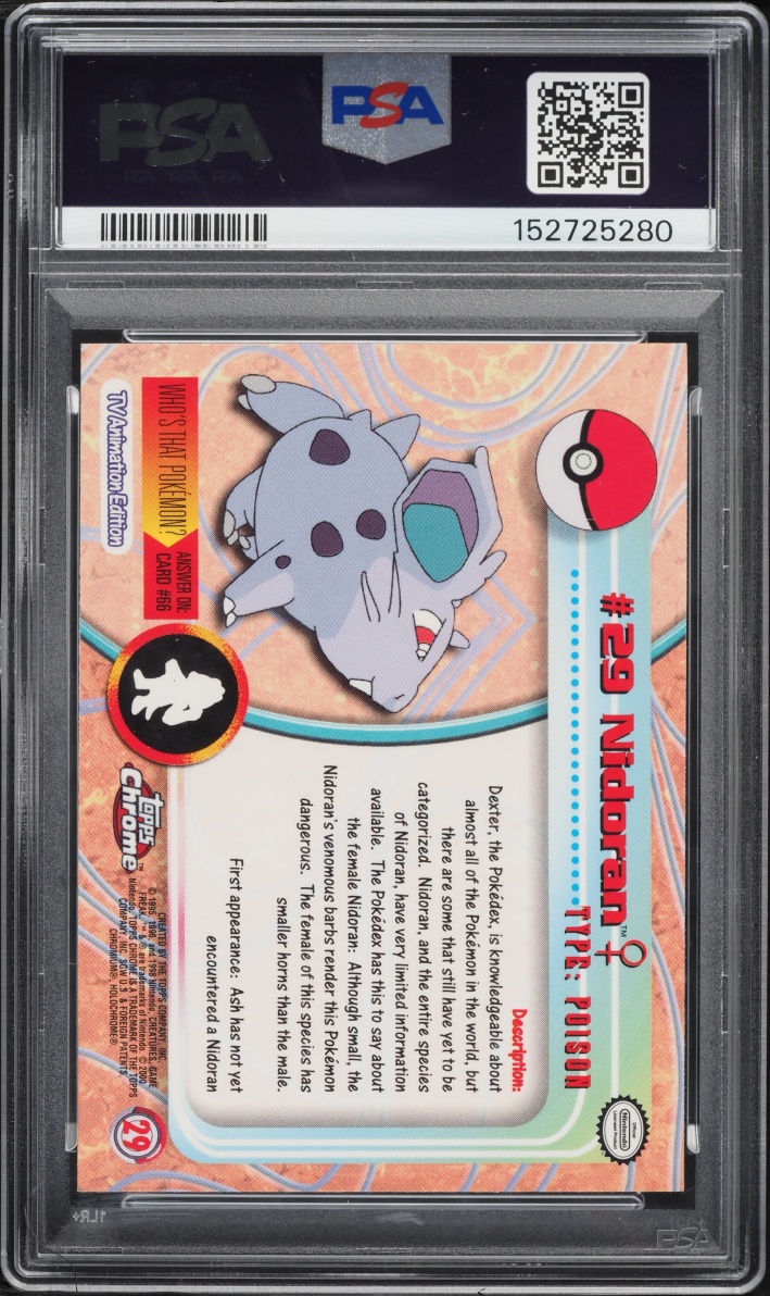 2000 Topps Chrome Pokemon TV Nidoran #29 PSA 10 GEM MINT