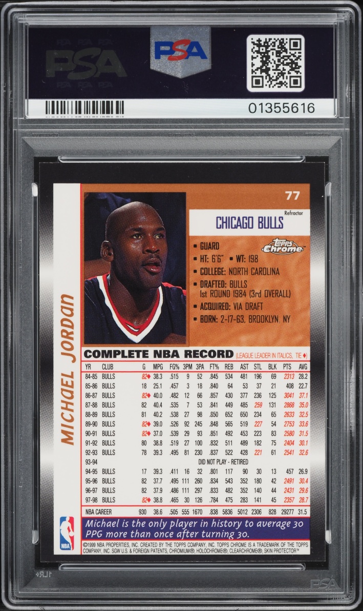 1998 Topps Chrome Preview Refractor Michael Jordan #77 PSA 9 MINT
