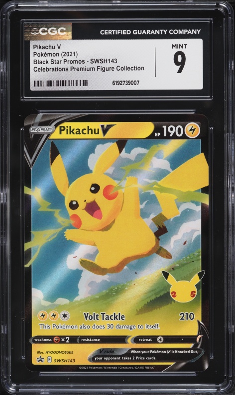 2021 Pokemon Sword & Shield Promo Celebrations Premium Holo Pikachu V #SWSH143 CGC 9 MINT