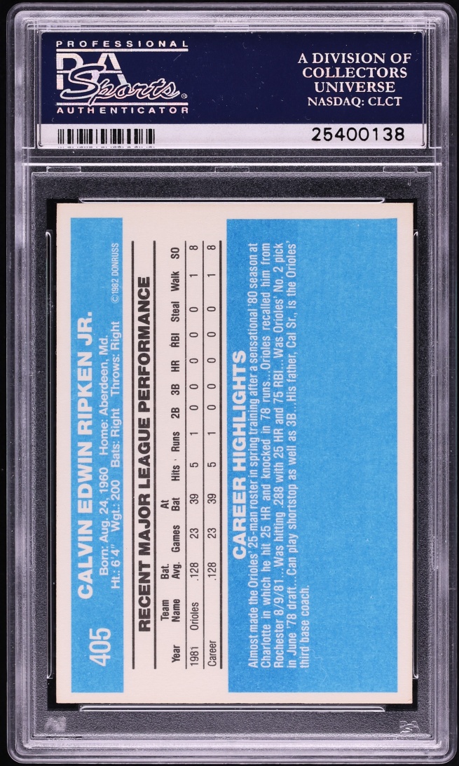 1982 Donruss Cal Ripken Jr. ROOKIE #405 PSA 9 MINT