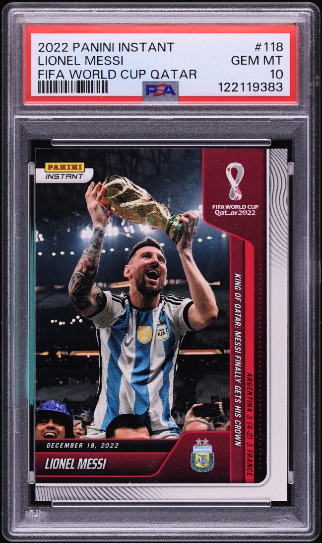 2022 Panini Instant FIFA World Cup Qatar Lionel Messi /22081 #118 PSA 10 GEM