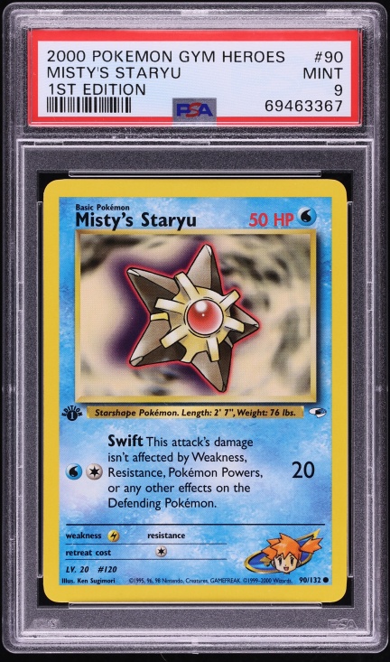 2000 Pokemon Gym Heroes 1st Edition Misty's Staryu #90 PSA 9 MINT