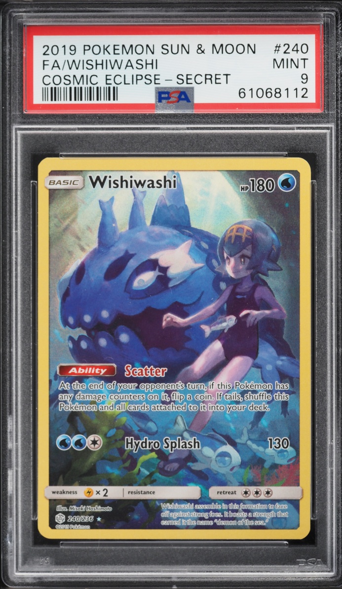 2019 Pokemon Sun & Moon Cosmic Eclipse CHR Wishiwashi #240 PSA 9 MINT