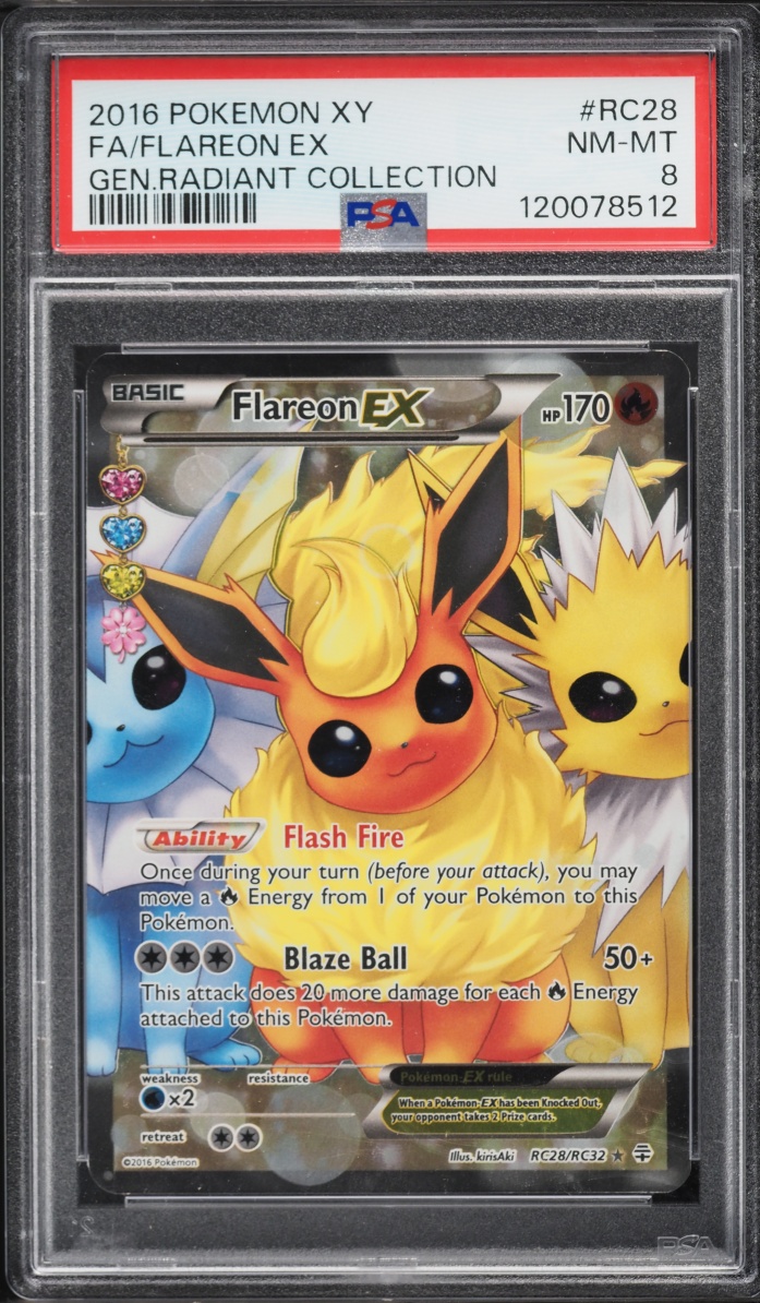 2016 Pokemon XY Generations Radiant Collection Full Art Flareon EX #RC28 PSA 8 NM-MT