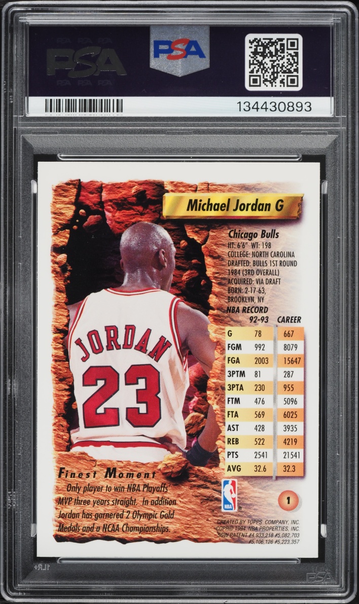 1993 Finest Basketball Michael Jordan #1 PSA 8 NM-MT