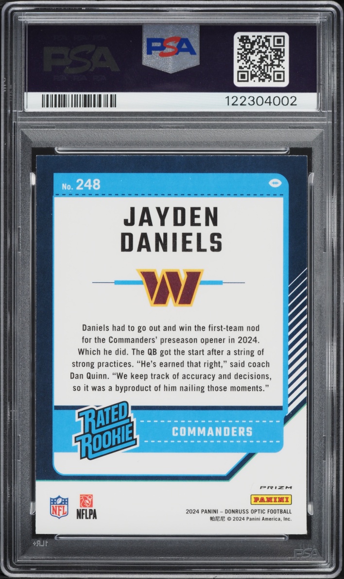 2024 Donruss Optic Holo Jayden Daniels ROOKIE #248 PSA 10 GEM MINT