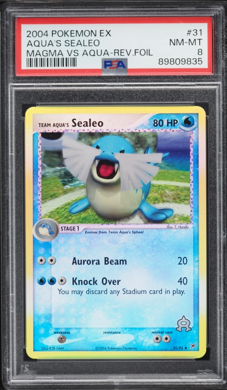 2004 Pokemon EX Team Magma Vs Aqua Reverse Holo Team Aqua's Sealeo #31 PSA 8 NM-MT