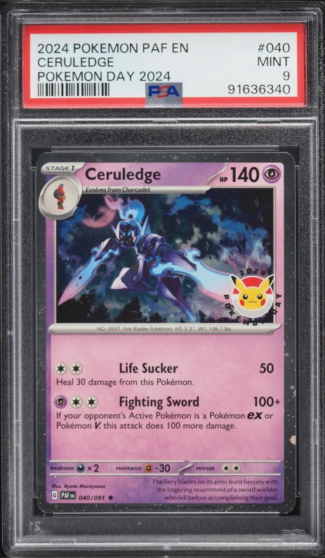 2024 Pokemon Scarlet & Violet Paldean Fates Day Ceruledge #40 PSA 9 MINT
