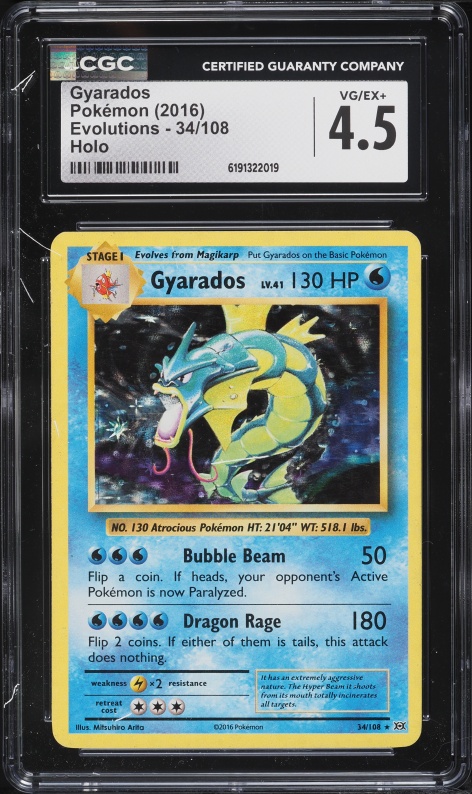 2016 Pokemon XY Evolutions Holo Gyarados #34 CGC 4.5 VGEX+