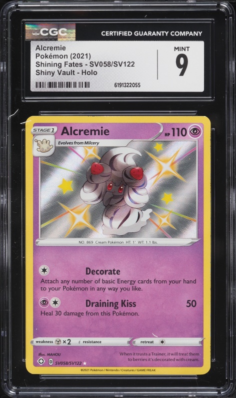 2021 Pokemon Sword & Shield Shining Fates Vault Shiny Rare Alcremie #SV058 CGC 9 MINT