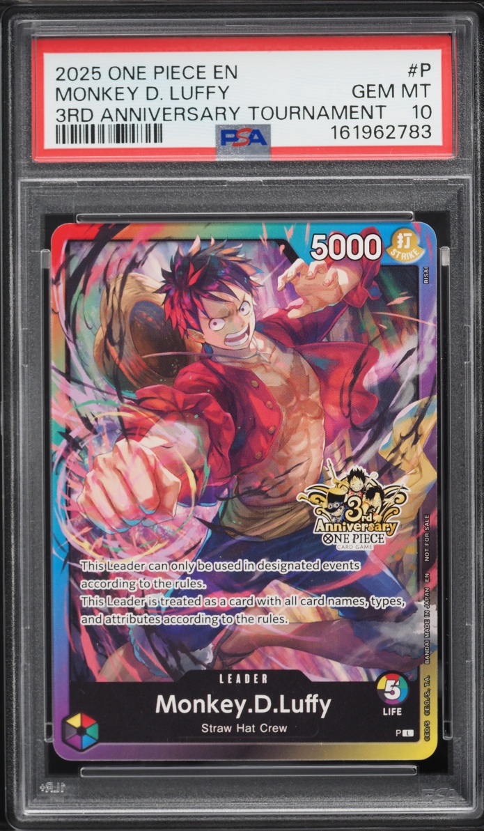 2025 One Piece Promo 3rd Anniversary Tournament Leader Monkey D. Luffy #P PSA 10 GEM MINT