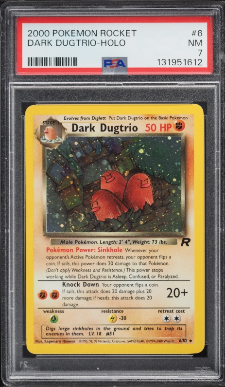 2000 Pokemon Team Rocket Holo Dark Dugtrio #6 PSA 7 NRMT