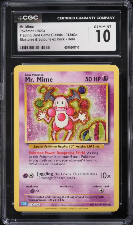 2023 Pokemon SV TCG Classic Blastoise & Suicune Ex Deck Holo Mr. Mime #13 CGC 10 GEM MINT