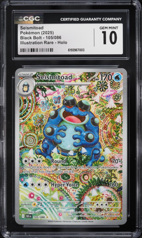 2025 Pokemon Scarlet & Violet Black Bolt IR Seismitoad #105 CGC 10 GEM MINT