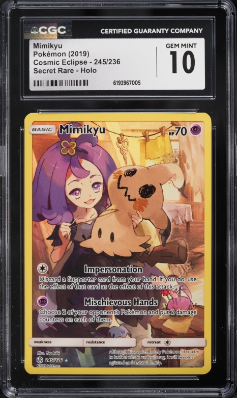 2019 Pokemon Sun & Moon Cosmic Eclipse CHR Mimikyu #245 CGC 10 GEM MINT