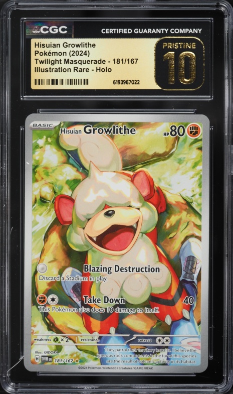 2024 Pokemon Scarlet & Violet Twilight Masquerade IR Hisuian Growlithe #181 CGC 10 PRISTINE