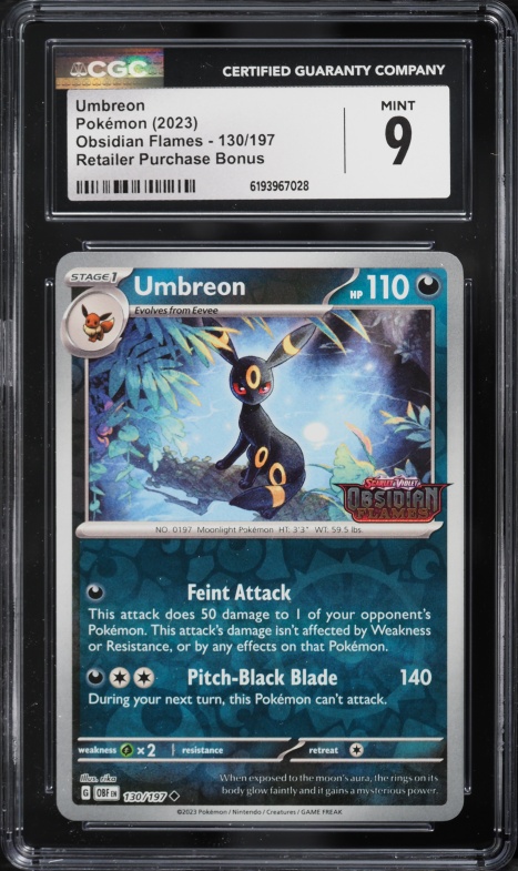 2023 Pokemon Scarlet & Violet Obsidian Flames Retailer Purchase Bonus Umbreon #130 CGC 9 MINT