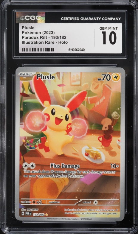 2023 Pokemon Scarlet & Violet Paradox Rift IR Plusle #193 CGC 10 GEM MINT