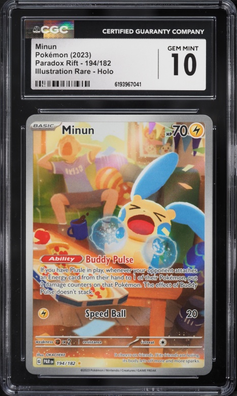 2023 Pokemon Scarlet & Violet Paradox Rift IR Minun #194 CGC 10 GEM MINT