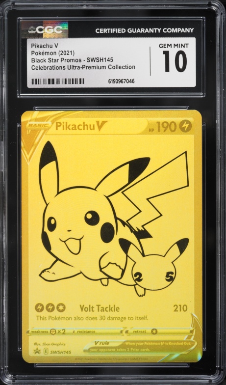 2021 Pokemon Sword & Shield Promo Celebrations Ultra Premium Full Art Pikachu V #SWSH145 CGC 10