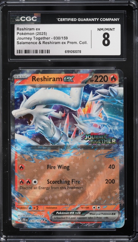 2025 Pokemon Scarlet & Violet Journey Together Holo Reshiram Ex #30 CGC 8 NM-MT