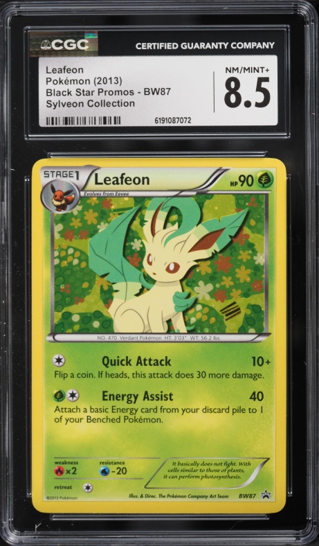 2013 Pokemon Black & White Promo Sylveon Collection Holo Leafeon #BW87 CGC 8.5 NM-MT+