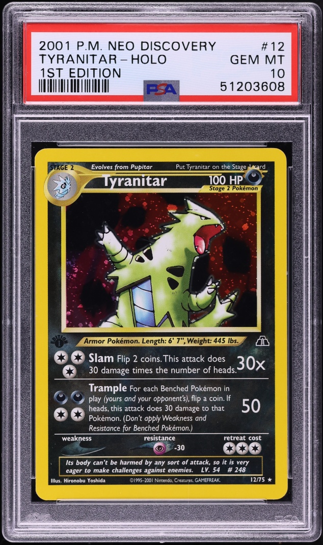 2001 Pokemon Neo Discovery 1st Edition Holo Tyranitar #12 PSA 10 GEM MINT