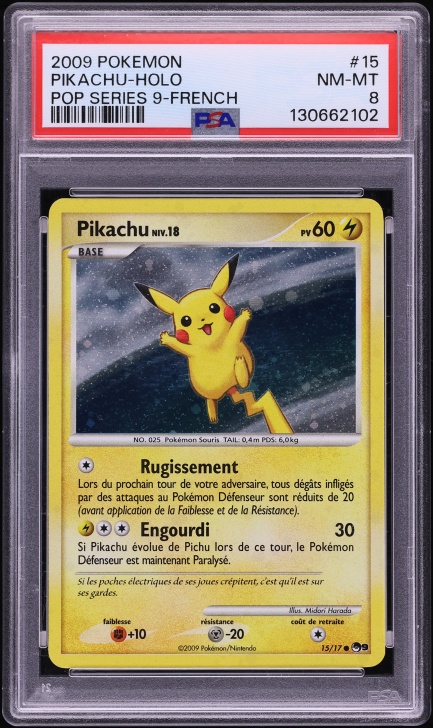 2009 Pokemon French Pop Series 9 Holo Pikachu #15 PSA 8 NM-MT