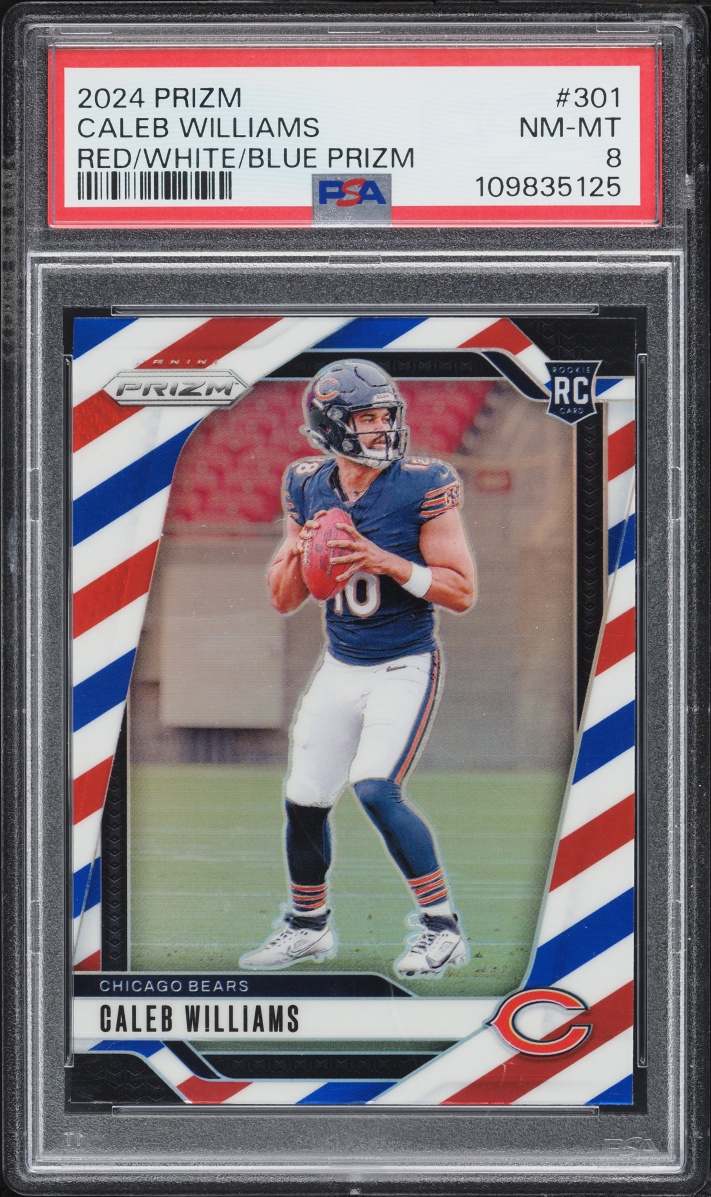 2024 Panini Prizm Red White & Blue Caleb Williams ROOKIE #301 PSA 8 NM-MT