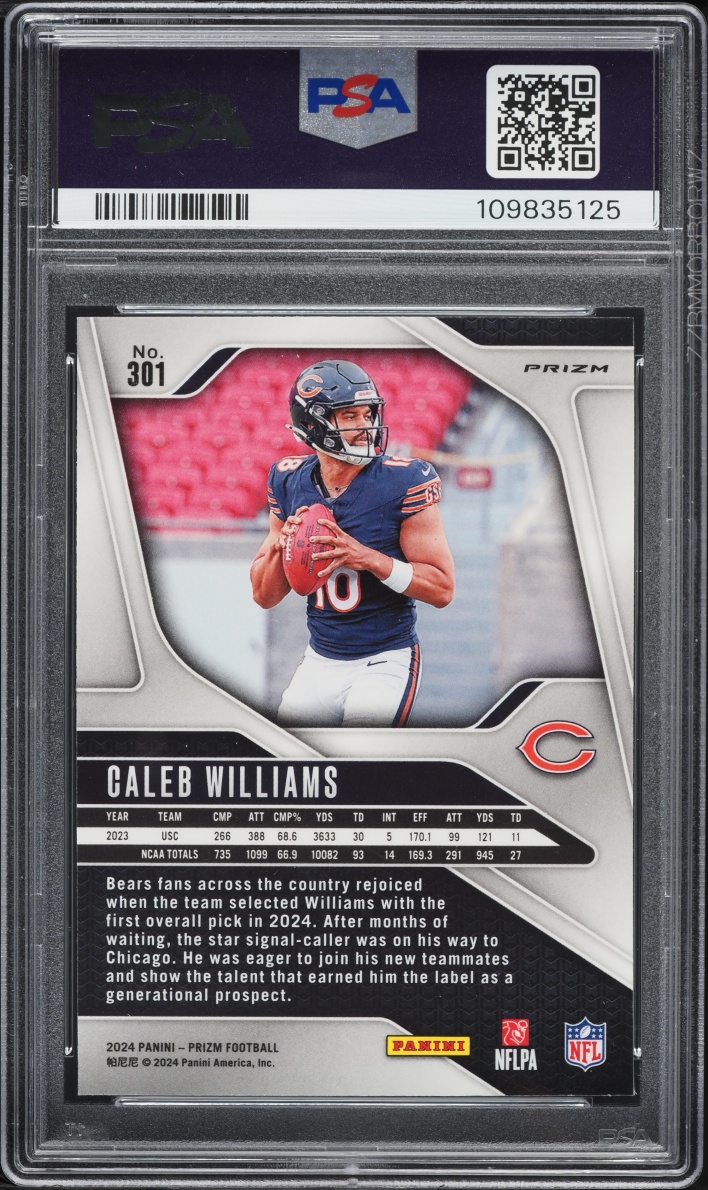 2024 Panini Prizm Red White & Blue Caleb Williams ROOKIE #301 PSA 8 NM-MT