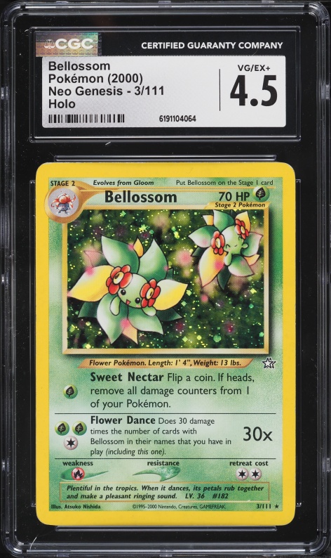 2000 Pokemon Neo Genesis Holo Bellossom #3 CGC 4.5 VGEX+