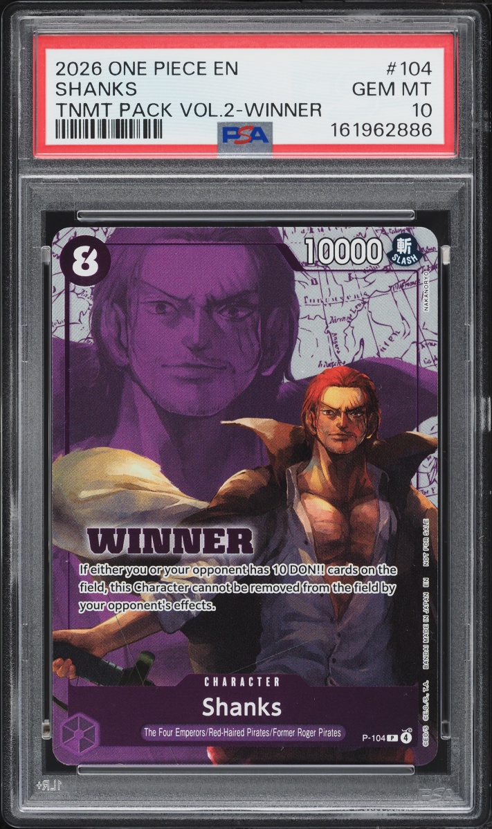 2026 One Piece Promo Tournament Pack Vol.2 Winner Shanks #P-104 PSA 10 GEM MINT