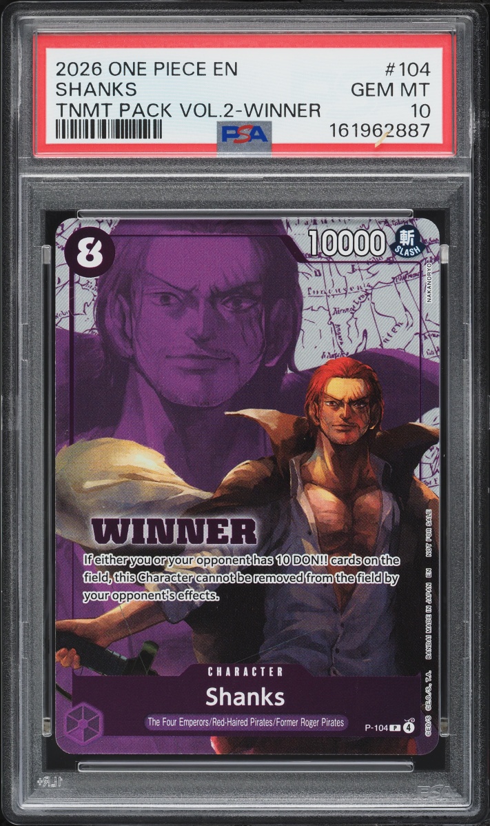 2026 One Piece Promo Tournament Pack Vol.2 Winner Shanks #P-104 PSA 10 GEM MINT