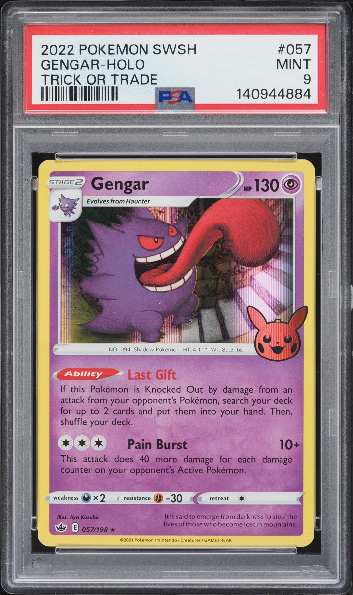 2022 Pokemon Sword & Shield Trick Or Trade Holo Gengar #57 PSA 9 MINT