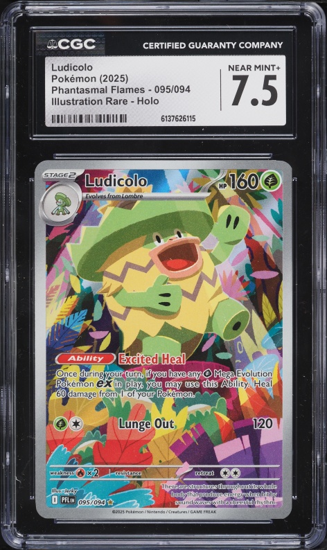 2025 Pokemon Mega Evolution Phantasmal Flames IR Ludicolo #95 CGC 7.5 NRMT+
