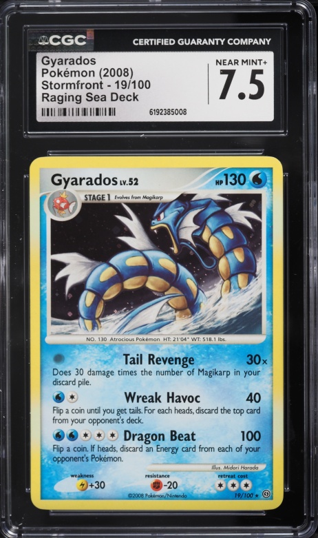 2008 Pokemon Diamond & Pearl Stormfront Raging Sea Deck Gyarados #19 CGC 7.5 NRMT+