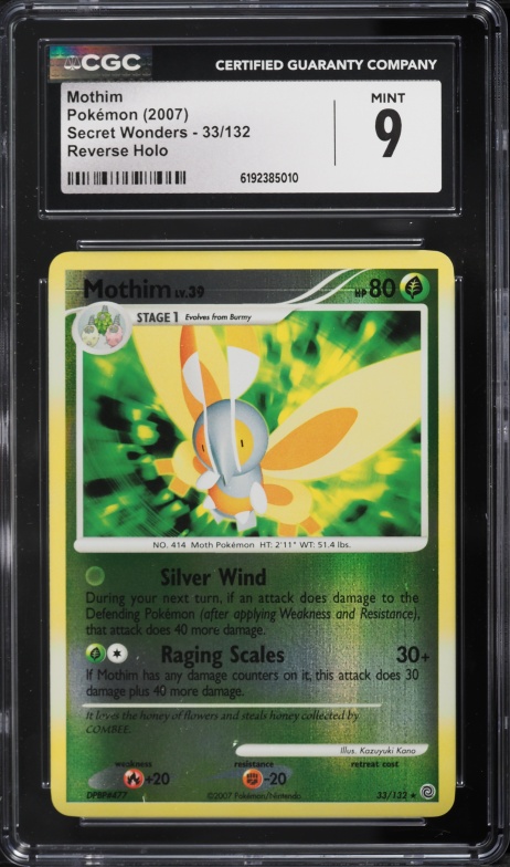 2007 Pokemon Diamond & Pearl Secret Wonders Reverse Holo Mothim #33 CGC 9 MINT